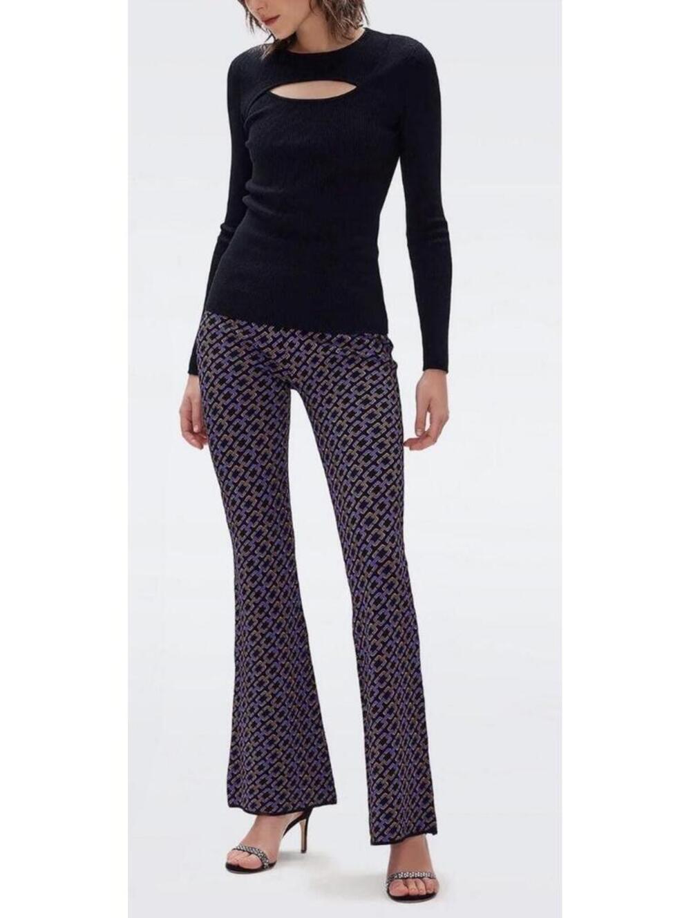 Diane Von Furstenberg Ashton Small Pants Knit Chain Purple
